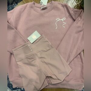 WILO THE LABEL Viral Blush Pink Probably at Pilates Sweatshirt and Shorts Set